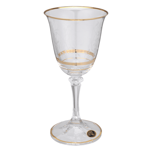 Bohemia Crystal - Goblet Glass Set 6 Pcs - Gold