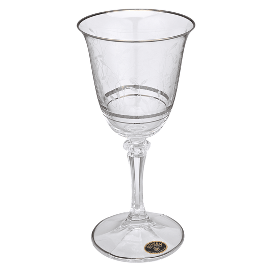 Bohemia Crystal - Goblet Glass Set 6 Pcs - Silver