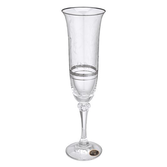 Bohemia Crystal - Flute Glass Set 6 Pcs Silver