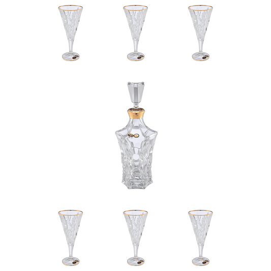 Bohemia Crystal - Drink Set 7 Pieces - Gold - Crystal