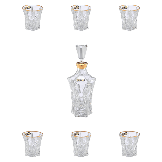 Bohemia Crystal - Drink Set 7  Pieces -  Gold - Crystal