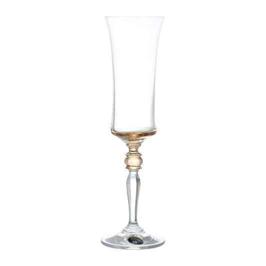 Bohemia Crystal - Flute Glass Set 6 Pieces - Yellow - 190ml - Crytstal