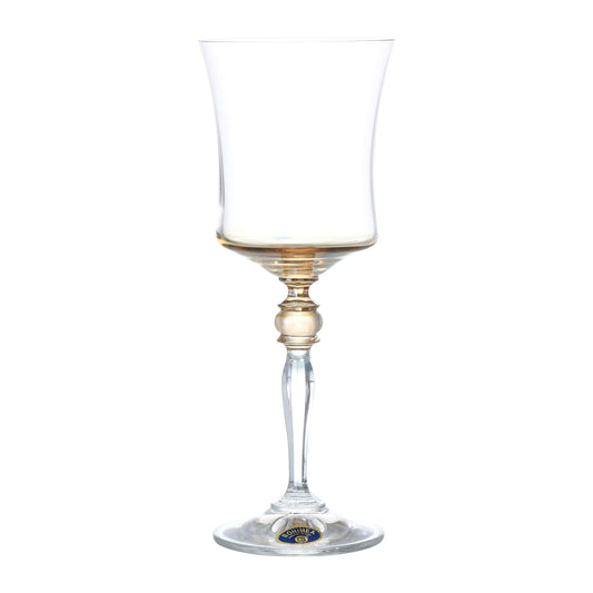 Bohemia Crystal - Goblet Glass Set 6 Pieces - Yellow - 220ml - Crystal