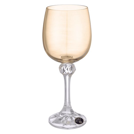 Bohemia Crystal - Goblet  Glass Set 6 Pieces 230ml - Orange - Crystal
