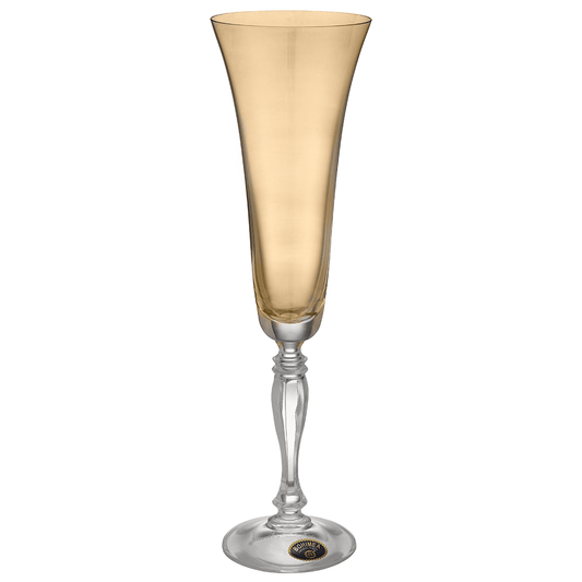 Bohemia Crystal - Flute Glass Set 6 Pieces - Orange - 180ml - Crystal