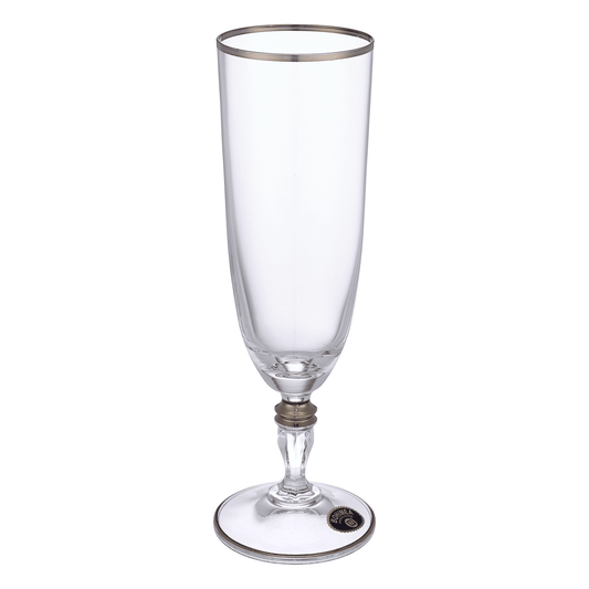Bohemia Crystal - Flute Glass Set 6 Pieces 220ml - Silver - Crystal