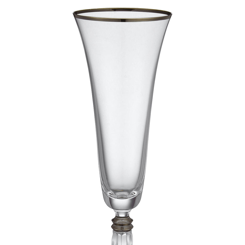 Bohemia Crystal Flute Glass Set 6 Pieces with Gold Rim 220ml 390