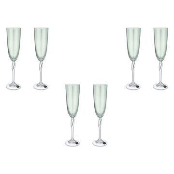 Bohemia Crystal - Flute Glass Set 6 Pieces - Green - 220ml - Crystal