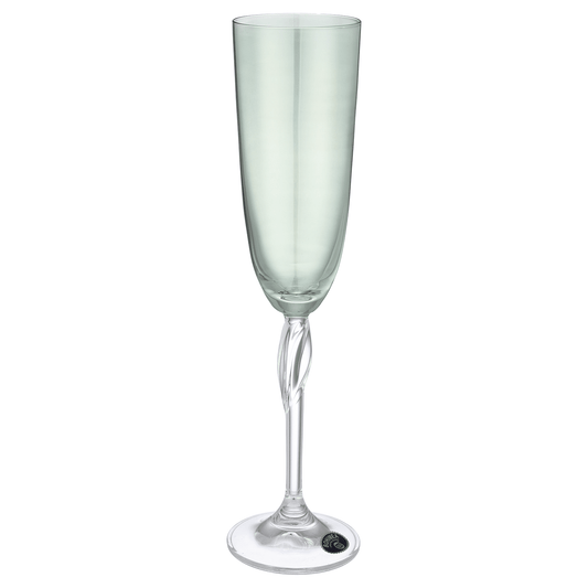 Bohemia Crystal - Flute Glass Set 6 Pieces - Green - 220ml - Crystal