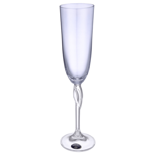 Bohemia Crystal - Flute Glass Set 6 Pieces - Blue - 220ml - Crystal