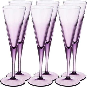 Pasabahce - V-Line Champagne Flute Glass Set 6 Pieces - Purple - 150ml