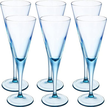 Pasabahce - V-Line Champagne Glass Set 6 Pieces - Blue - 200ml