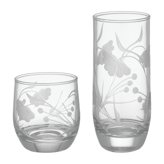 Pasabahce - Decorated Highball & Tumbler Glass Set 12 Pieces - 305&250ml - Glass