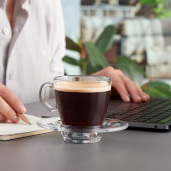 Pasabahce - Aqua Coffee Cup & Saucer Set 6 Pieces - Clear - Glass