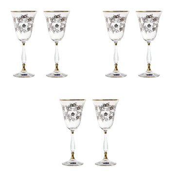 Bohemia Crystal - Goblet Glass Set 6 Pieces - Gold & Silver - 185ml