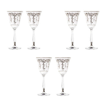 Bohemia Crystal - Goblet Glass Set 6 Pieces Silver - 185ml