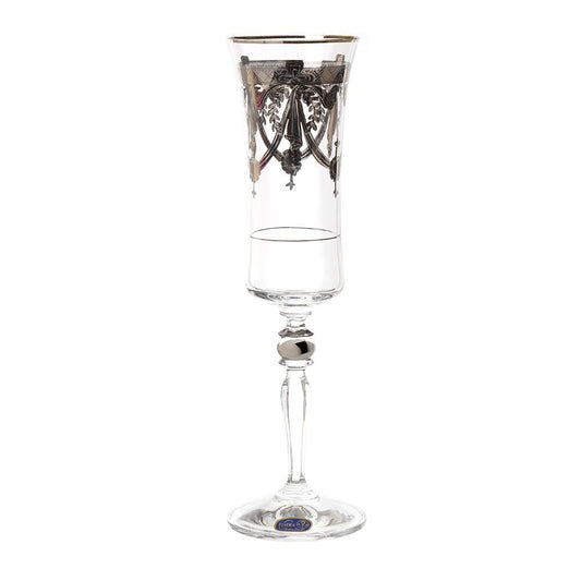 Bohemia Crystal - Flute Glass Set 6 Pieces Silver - 150ml