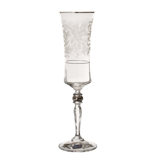 Bohemia Crystal - Flute Glass Set 6 Pieces - Silver - 150ml