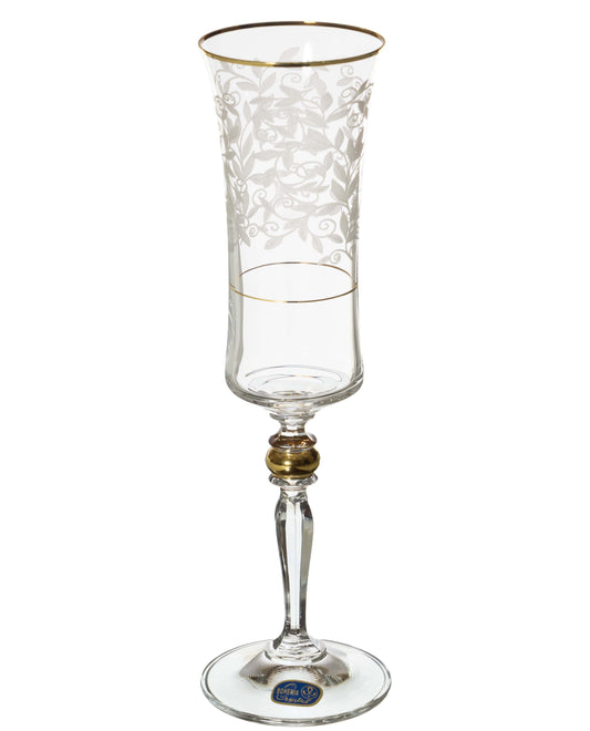 Bohemia Crystal - Flute Glass Set 6 Pieces - Gold - 150ml