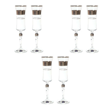 Bohemia Crystal - Flute Glass Set 6 Pieces - Silver - 150ml