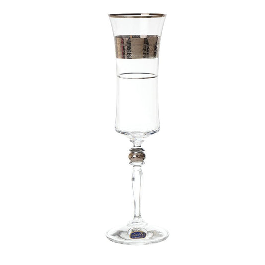 Bohemia Crystal - Flute Glass Set 6 Pieces - Silver - 150ml