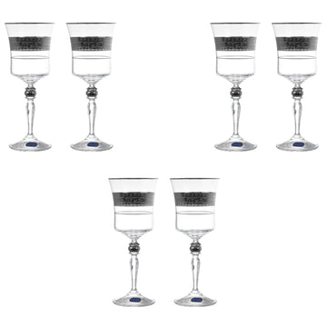 Bohemia Crystal - Goblet Glass Set 6 Pieces - Silver - 220ml