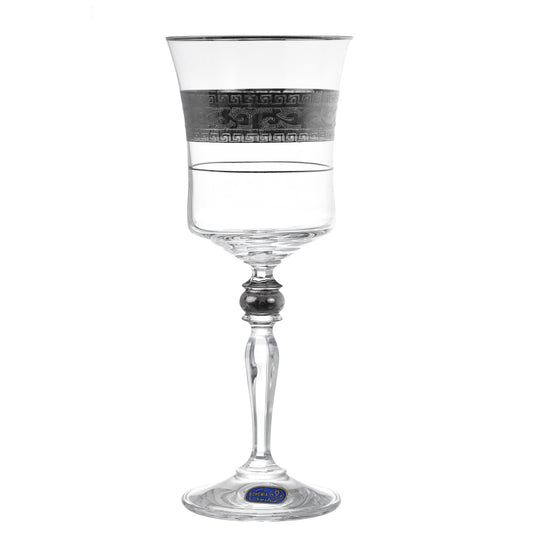 Bohemia Crystal - Goblet Glass Set 6 Pieces - Silver - 220ml