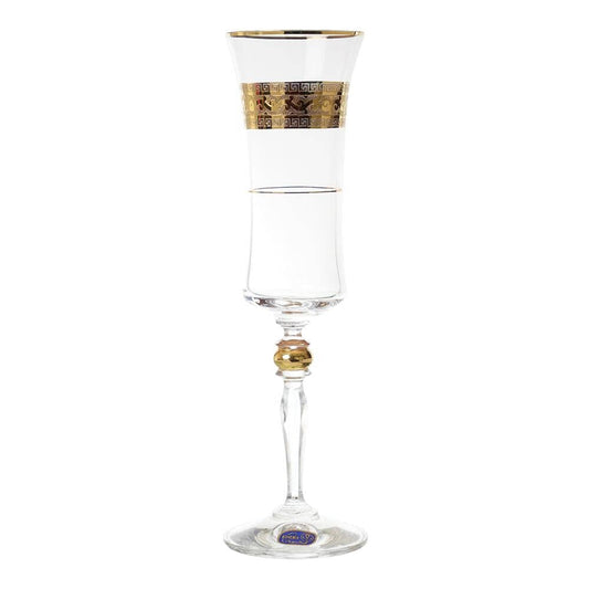 Bohemia Crystal - Flute Glass Set 6 Pieces - Gold - 150ml