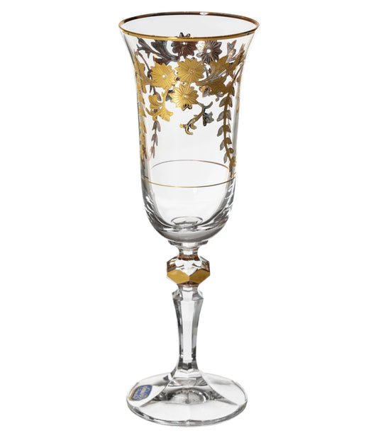 Bohemia Crystal - Flute Glass Set 6 Pieces - Gold - 150ml