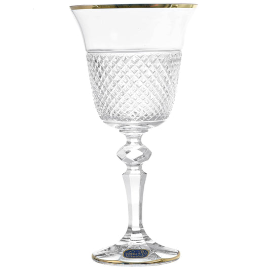 Bohemia Crystal - Goblet Glass Set 6 Pieces - Gold - 200ml