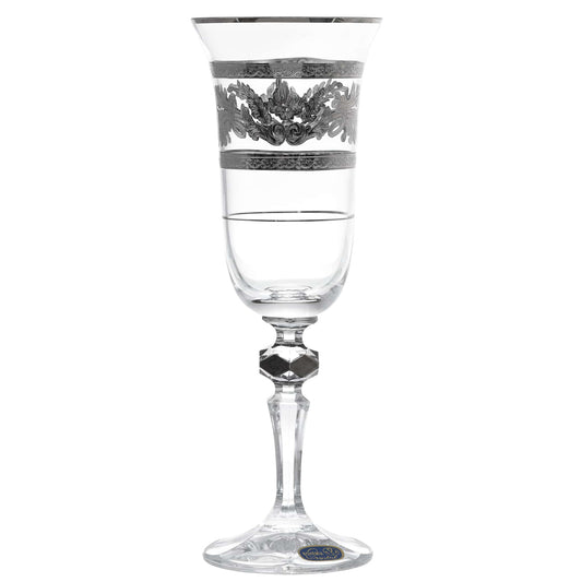 Bohemia Crystal - Flute Glass Set 6 Pieces - Silver - 150ml