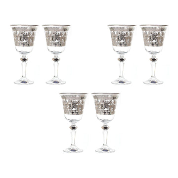 Bohemia Crystal - Goblet Glass Set 6 Pieces Silver - 185ml