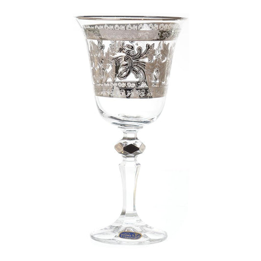 Bohemia Crystal - Goblet Glass Set 6 Pieces Silver - 185ml