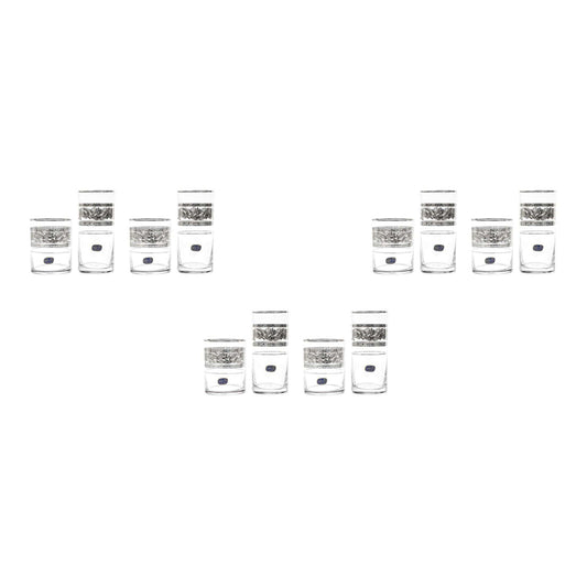 Bohemia Crystal - Highball & Tumbler Glass Set 12 Pieces - Silver - 300ml & 280ml