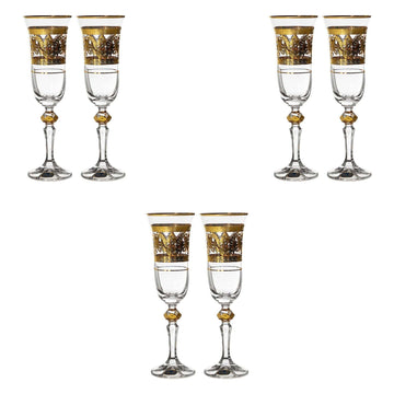 Bohemia Crystal - Flute Glass Set 6 Pieces - Gold - 150ml