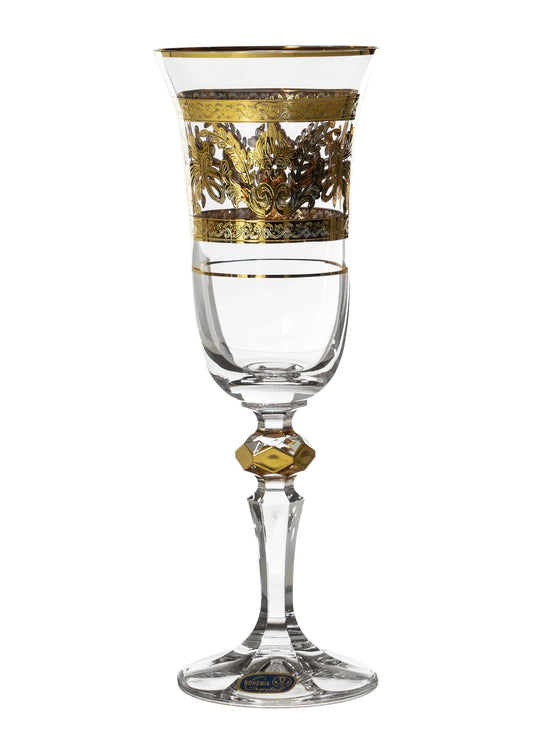 Bohemia Crystal - Flute Glass Set 6 Pieces - Gold - 150ml