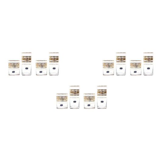 Bohemia Crystal - Highball & Tumbler Glass Set 12 Pieces - Gold - 300ml & 280ml