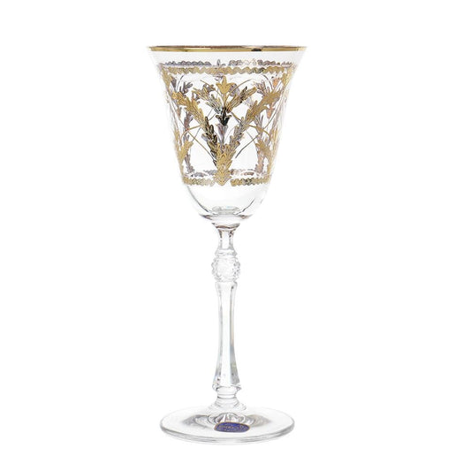 Bohemia Crystal - Goblet Glass Set 6 Pieces - Gold - 185ml