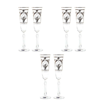 Bohemia Crystal - Flute Glass Set 6 Pieces - Silver - 150ml
