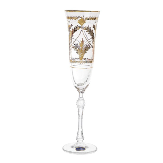 Bohemia Crystal - Flute Glass Set 6 Pieces - Gold - 150ml