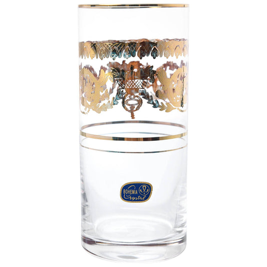 Bohemia Crystal - Highball & Tumbler Glass Set 12 Pieces - Gold - 300ml & 280ml