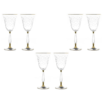 Bohemia Crystal - Goblet Glass Set 6 Pieces - Gold - 220ml