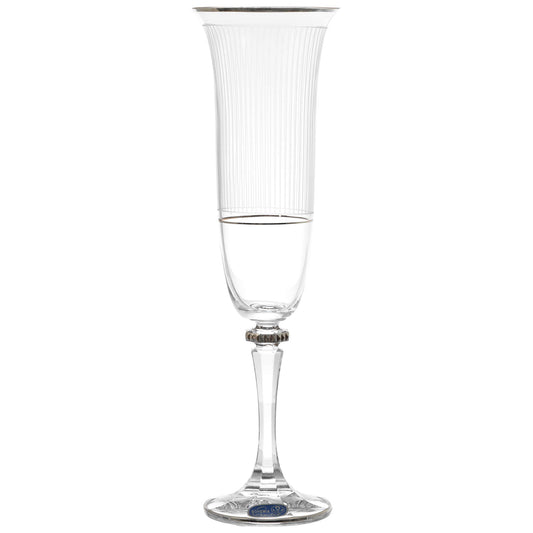 Bohemia Crystal - Flute Glass Set 6 Pieces - Silver - 150ml
