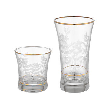 Pasabahce - Decorated Highball & Tumbler Glass 12 Pieces - Gold - Glass - 340ml&250ml