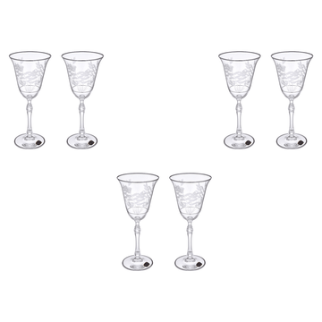 Bohemia Crystal - Goblet Glass Set 6 Pieces - Silver - 185ml - Crystal