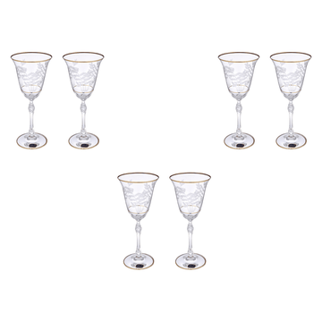 Bohemia Crystal - Goblet Glass Set 6 Pieces - Gold - 185ml - Crystal