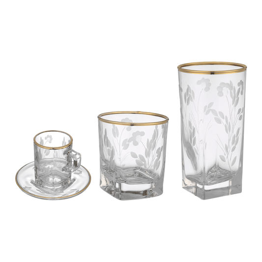 Pasabahce - Glass Set 24 Pieces - Gold - Glass