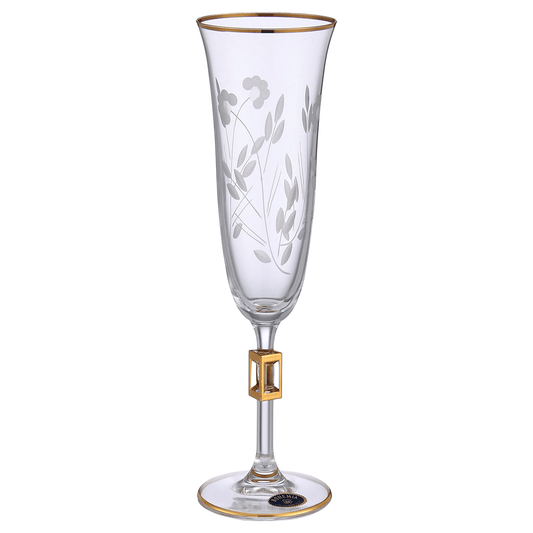 Bohemia Crystal - Flute Glass Set 6 Pieces - Gold - 150ml