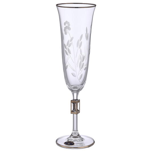 Bohemia Crystal - Flute Glass Set 6 Pieces - Silver - 150ml