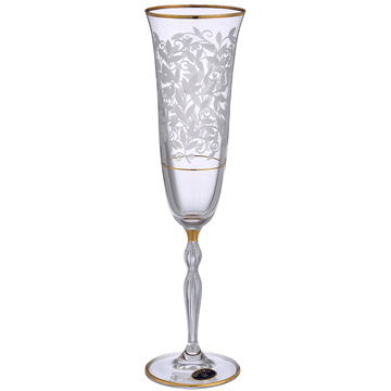 Bohemia Crystal - Flute Glass Set 6 Pieces - Gold - 150ml